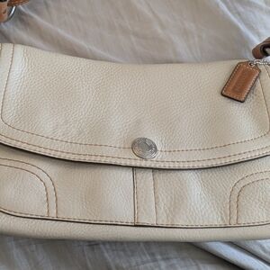 Coach Chelsea flap pebble leather 12336 cream color